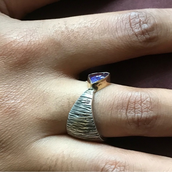 Sterling Silver 14K YG Tanzanite Ring Size 6.5 - Picture 3 of 15